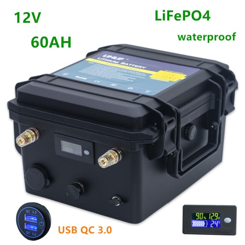 Aliexpress-Batterie lithium LifePO4 12v 60Ah étanche pour moteur de bateau et équipements