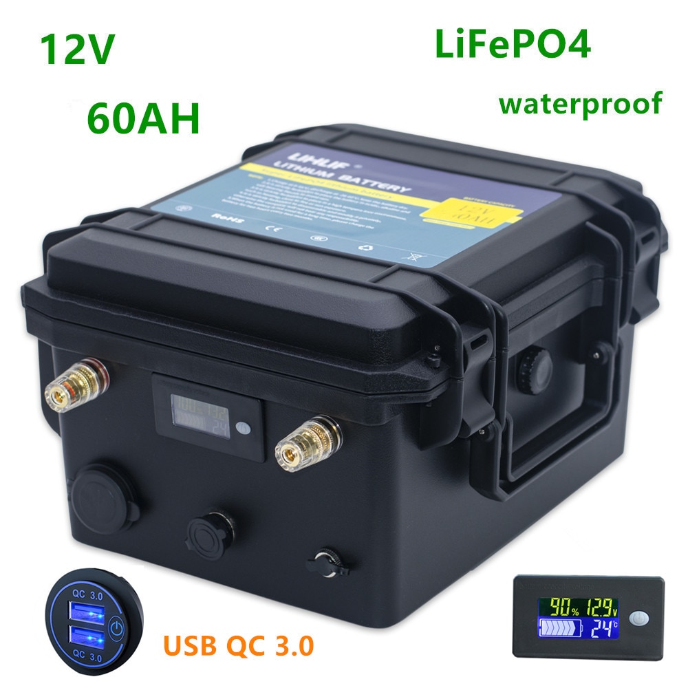 Batterie lithium LifePO4 12v 60Ah étanche pour moteur de bateau et