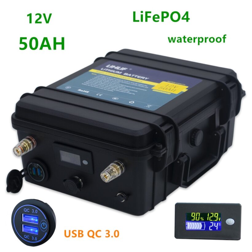 Aliexpress-Batterie lithium LifePO4 12v 50Ah étanche pour moteur de bateau et équipements