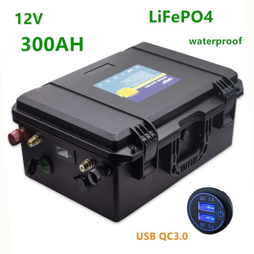 Aliexpress-Batterie lithium LifePO4 12v 300Ah étanche pour moteur de bateau et équipements