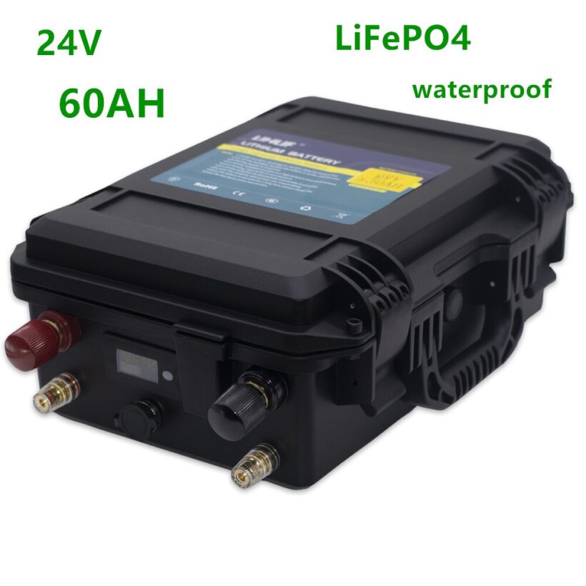 Aliexpress-Batterie lithium LifePO4 24v 60Ah étanche pour moteur de bateau et équipements