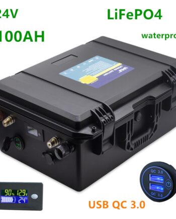 Aliexpress-Batterie lithium LifePO4 24v 100Ah étanche pour moteur de bateau et équipements