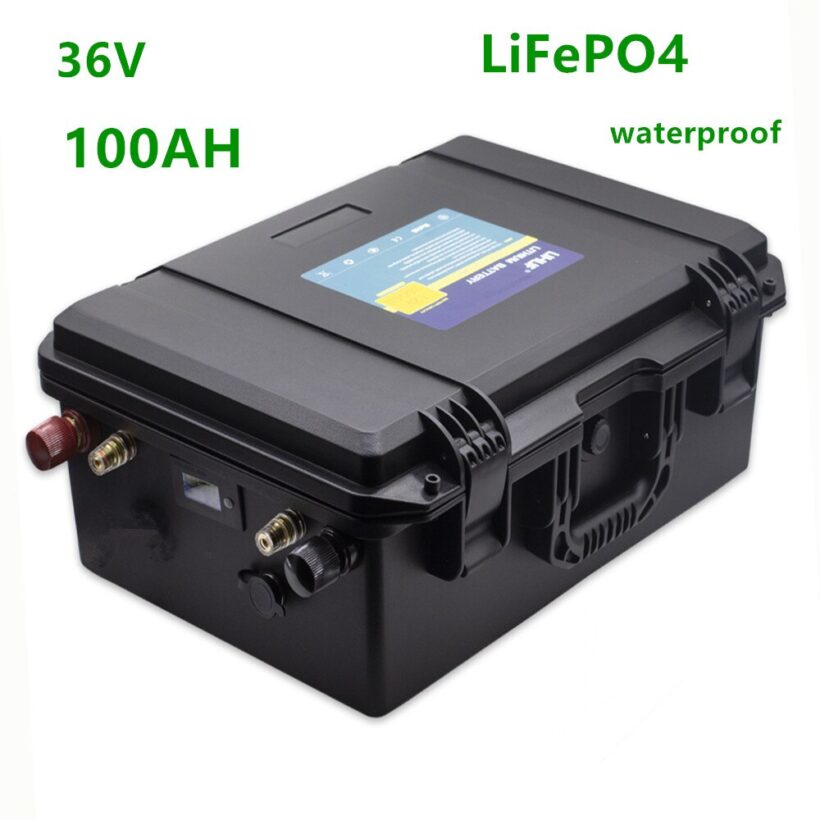 Aliexpress-Batterie lithium LifePO4 36v 100Ah étanche pour moteur de bateau et équipements